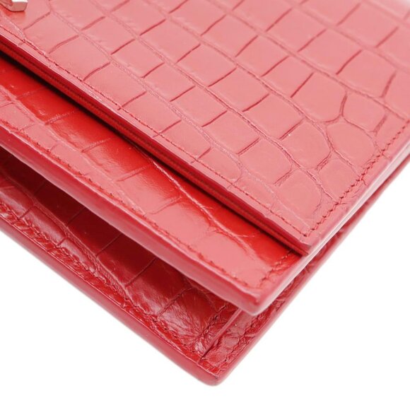 Yves Saint Laurent  Kate Tassel Crocodile Embossed Leather Crossbody Bag Red - Picture 8 of 12